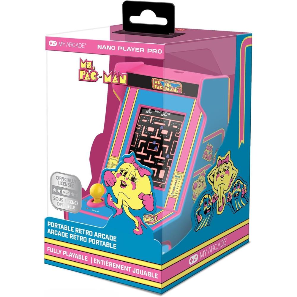 imageMY ARCADE Data East Hits Nano Player  45quot Fully Playable Portable Mini Arcade Machine with 208 Retro Games 24quot Screen Color DisplayMs Pac Man