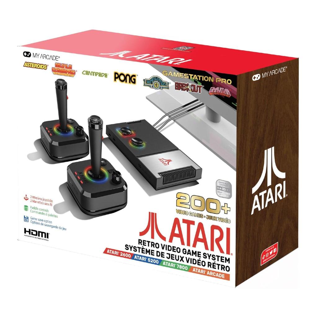 imageMy Arcade Atari Game Station Pro Retro Video Game Console with 200 Games Wireless Joysticks RGB LED Lights Atari 260052007800 and More