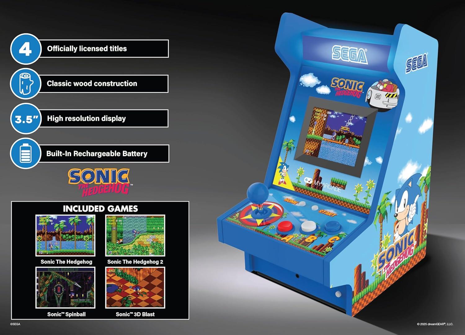 imageMy Arcade Sonic The Hedgehog Mighty Player Sega Retro Arcades Sonic Countertop Video Game 4 Classic Sega Games in 1
