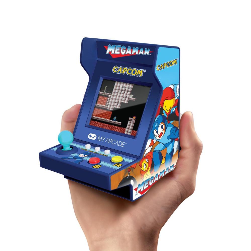 imageMY ARCADE MegaMan Pico Player 37quot Portable Tiny Arcade Video Game with 6 Retro Games 2quot Screen Color Display Small
