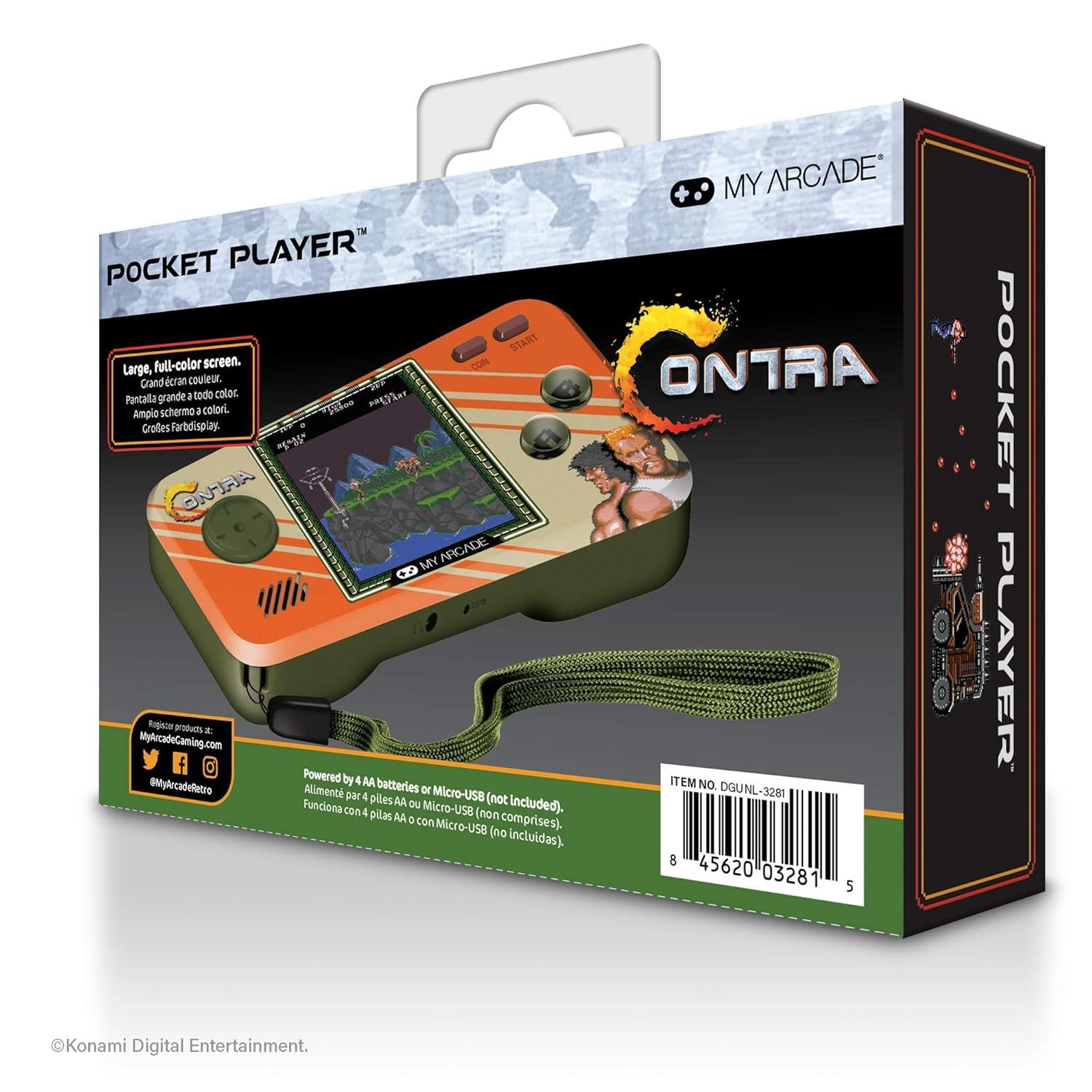 image:imageMy Arcade Contra Pocket Player2in1 Contra and Super Contra COVS Link Included for COOP Action Full Color Display Volume Controls Headphone Jack Battery or Micro USB Powered DGUNL3281