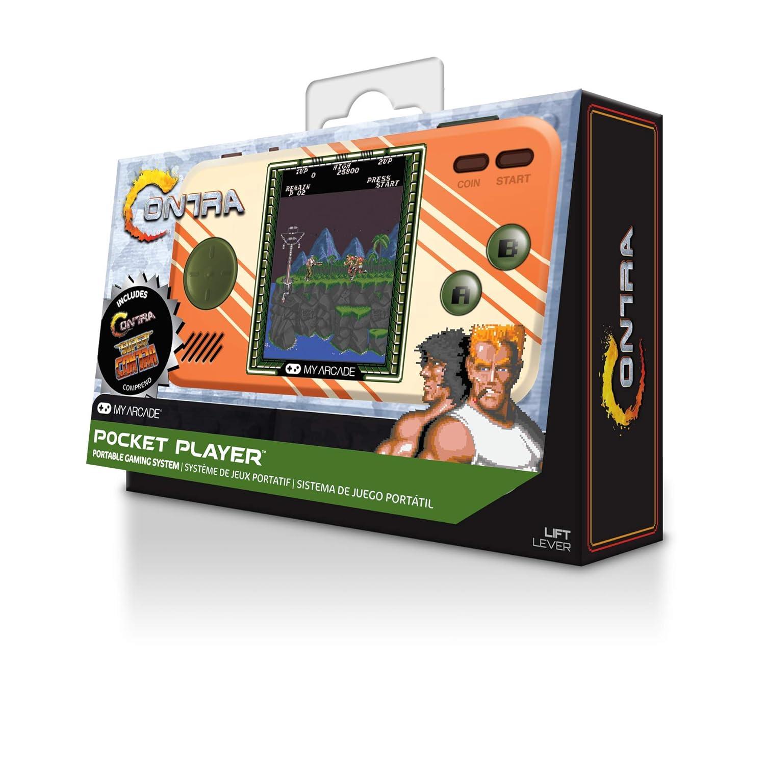 image:imageMy Arcade Contra Pocket Player2in1 Contra and Super Contra COVS Link Included for COOP Action Full Color Display Volume Controls Headphone Jack Battery or Micro USB Powered DGUNL3281