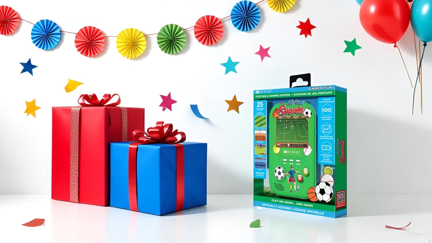 image:imageMy Arcade All Star Sports Gamer Fun Includes 125 Preloaded Games Retro Portable Game Console Soccer Toys Rechargeable Battery