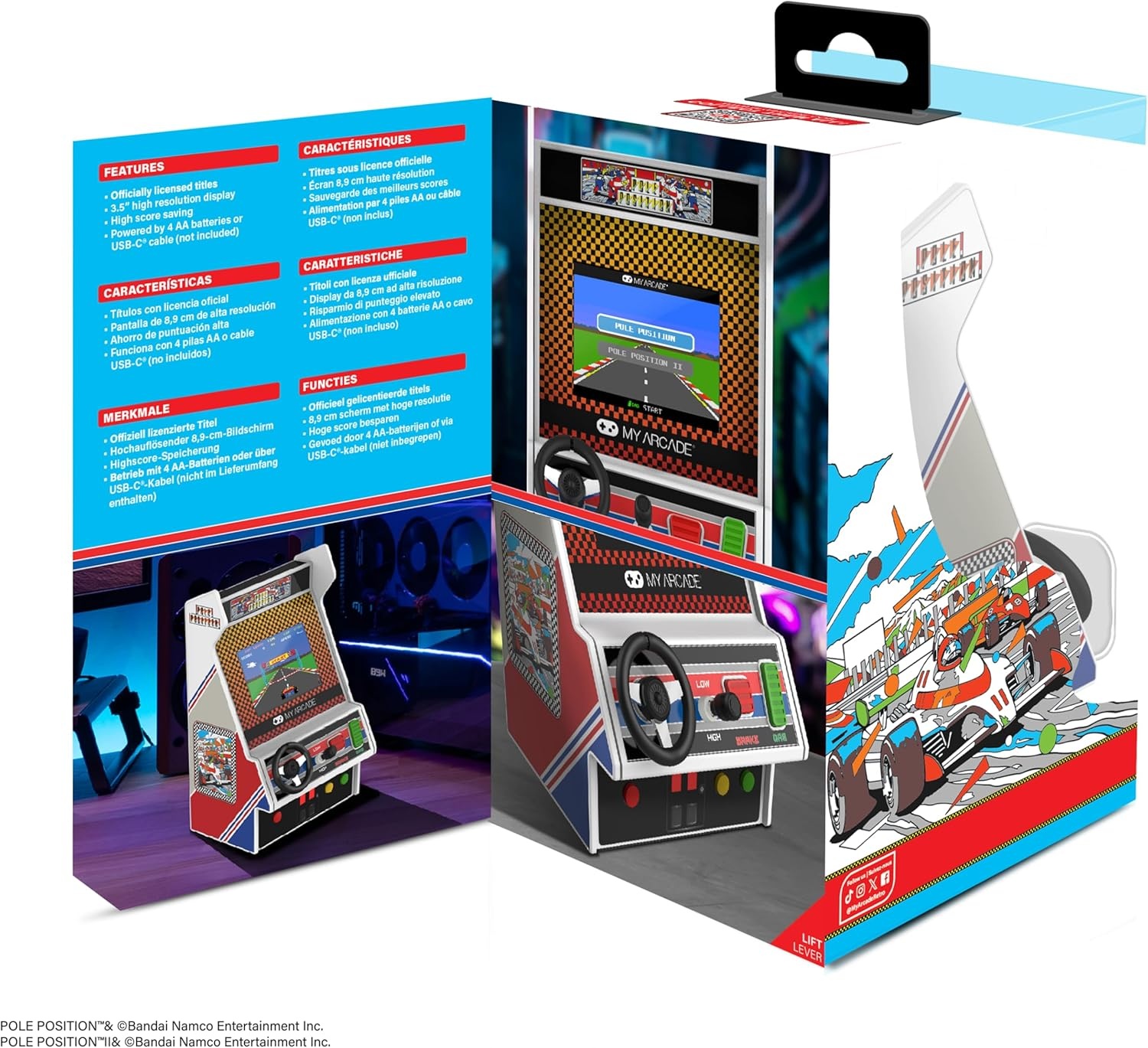 image:imageMy Arcade Pole Position Pocket Player Max Games for Kids and Adults Real Racing Controls Retro GamingPole Positon Player